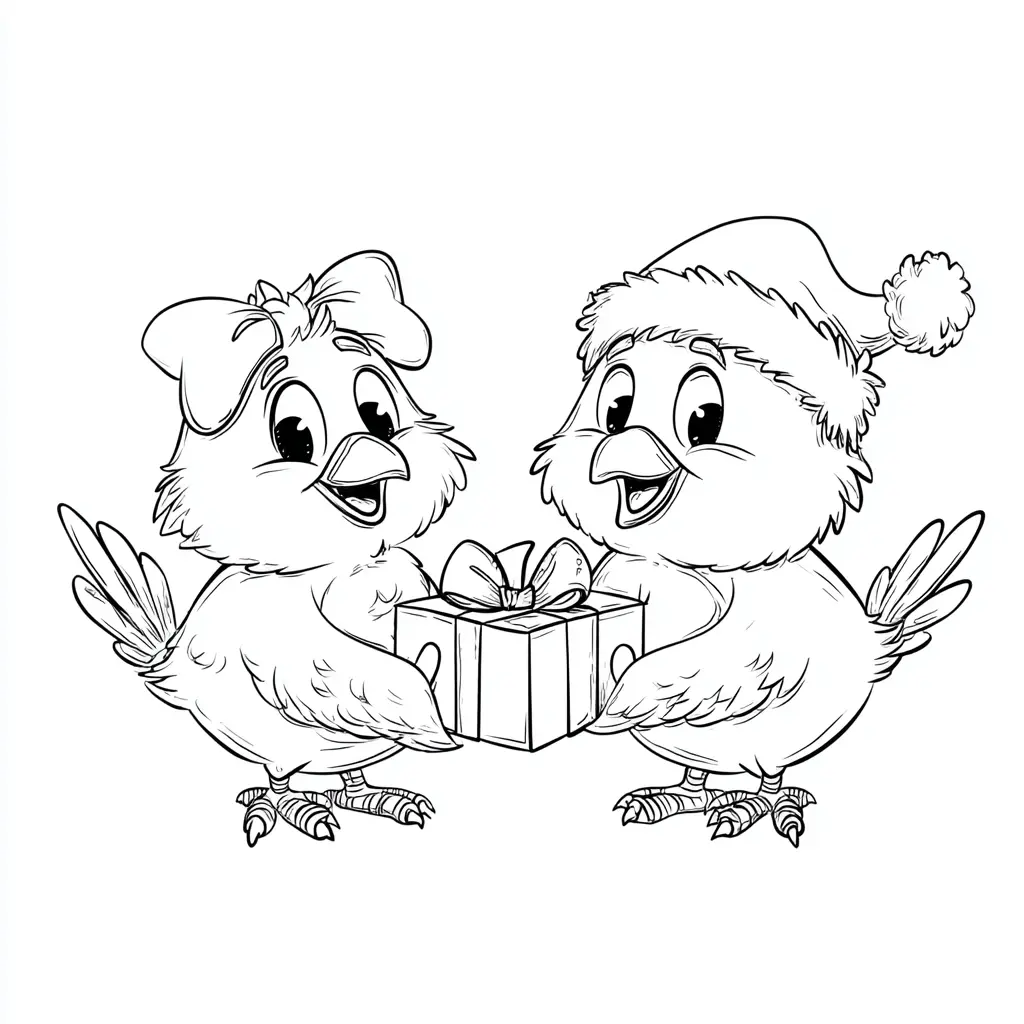 Dibujo de pajaritos regalan en Navidad para colorear Dibujo de pajaritos regalan en Navidad para colorear