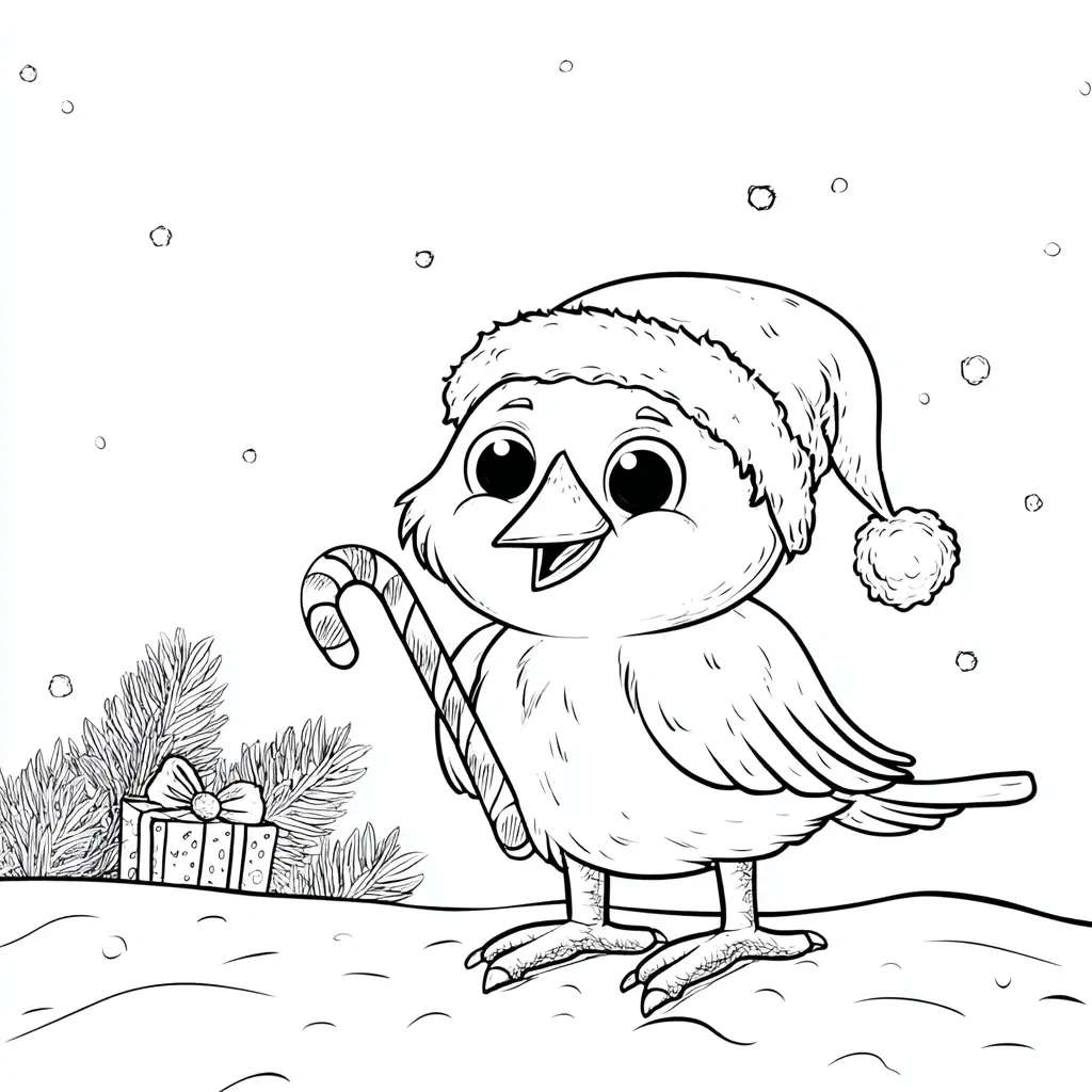 Dibujo de pajarito y regalos para colorear Dibujo de pajarito y regalos para colorear