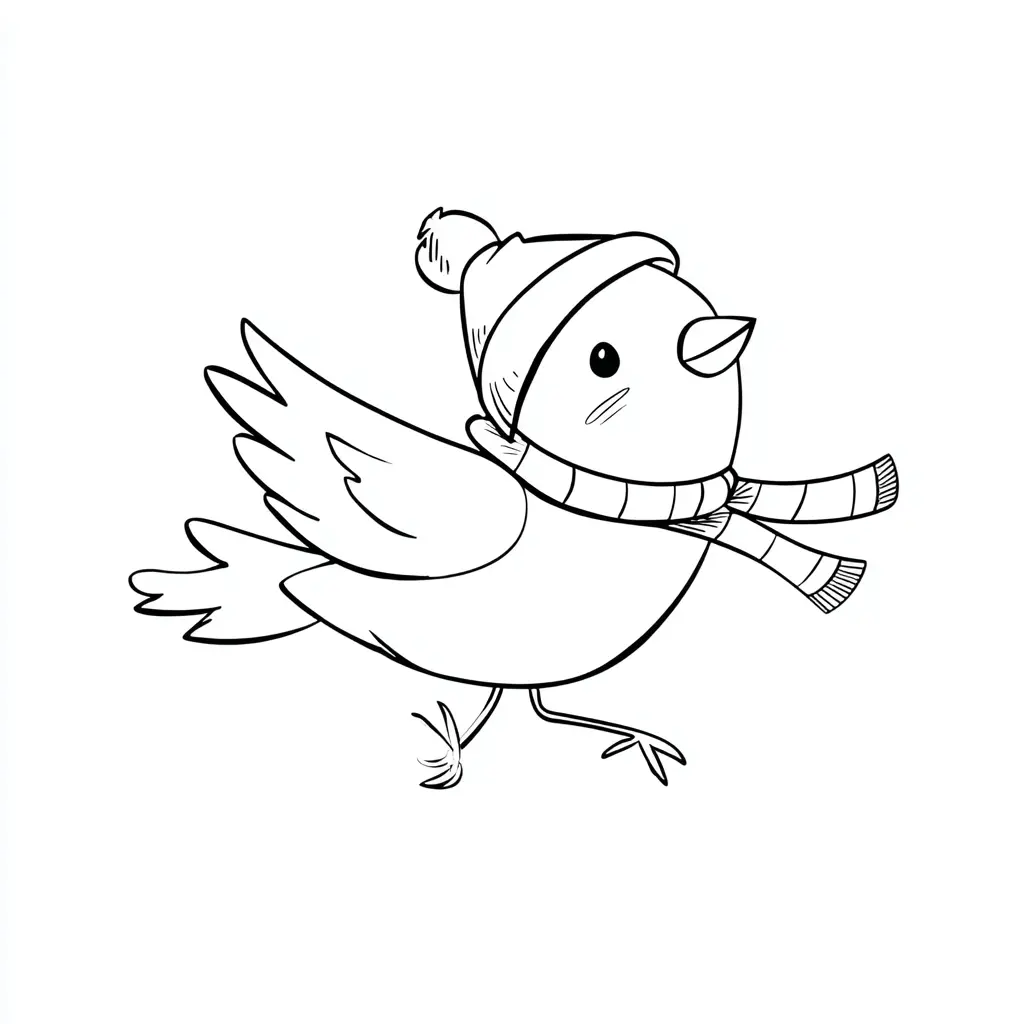 Dibujo de pájaro que vuela con bufanda para colorear Dibujo de pájaro que vuela con bufanda para colorear