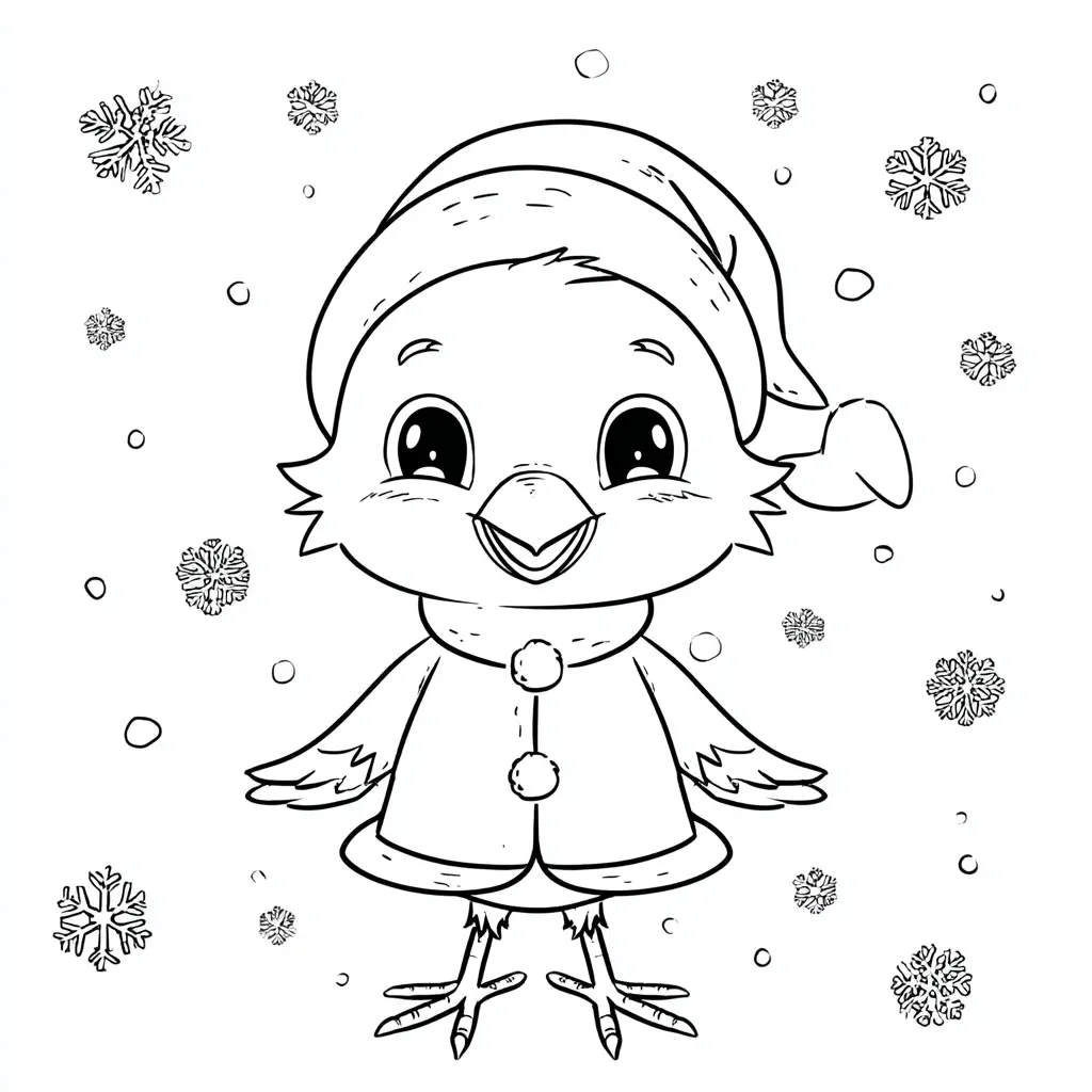 Dibujo de pájaro con traje de Navidad para colorear Dibujo de pájaro con traje de Navidad para colorear