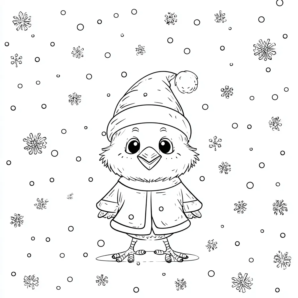 Dibujo de un pajarito tierno en Navidad para colorear Dibujo de un pajarito tierno en Navidad para colorear