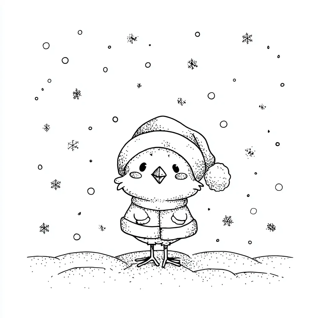 Dibujo de pájaro pequeñín navideño para colorear Dibujo de pájaro pequeñín navideño para colorear