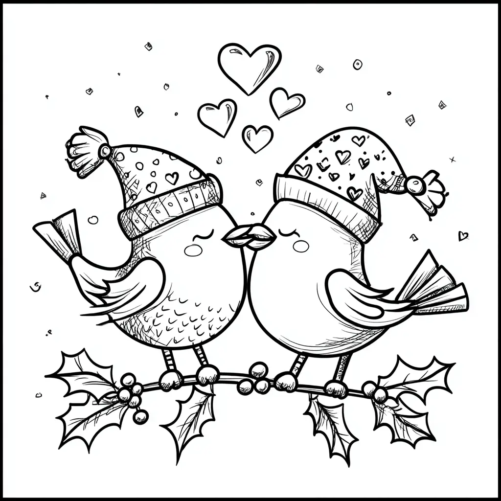 Dibujo de amor de plumitas navideñas para colorear Dibujo de amor de plumitas navideñas para colorear