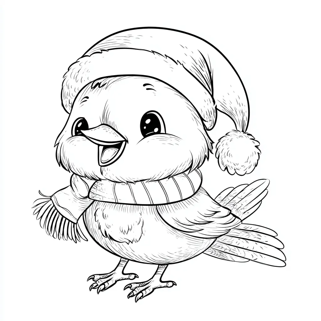 Dibujo de piquito el pajarito navideño para colorear Dibujo de piquito el pajarito navideño para colorear
