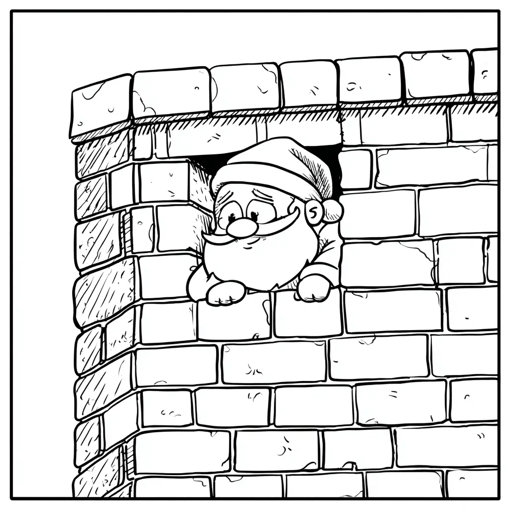 Dibujo de Papá Noel asomado para colorear