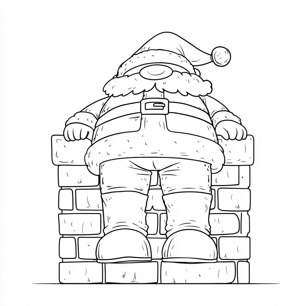Dibujo de Papá Noel sobre la chimenea para colorear