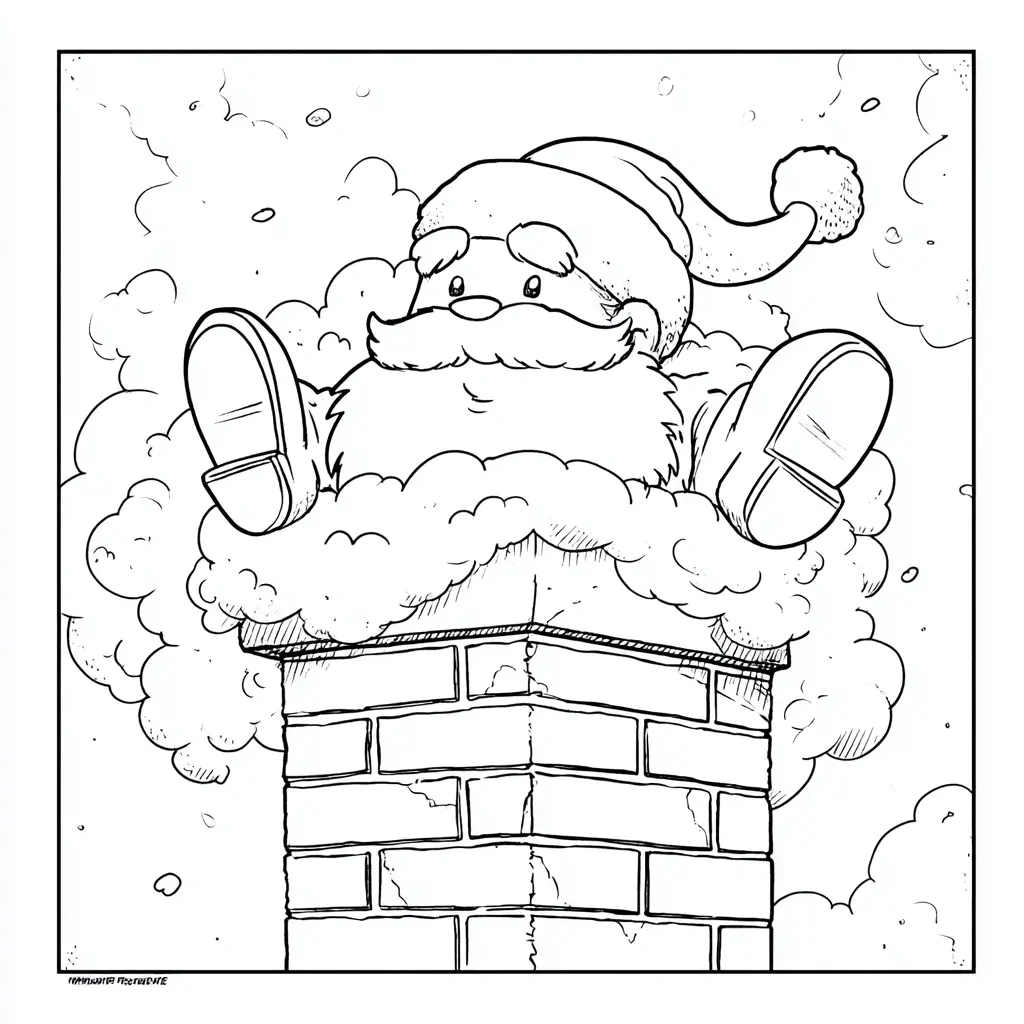 Dibujo de sorpresa de Papá Noel para colorear