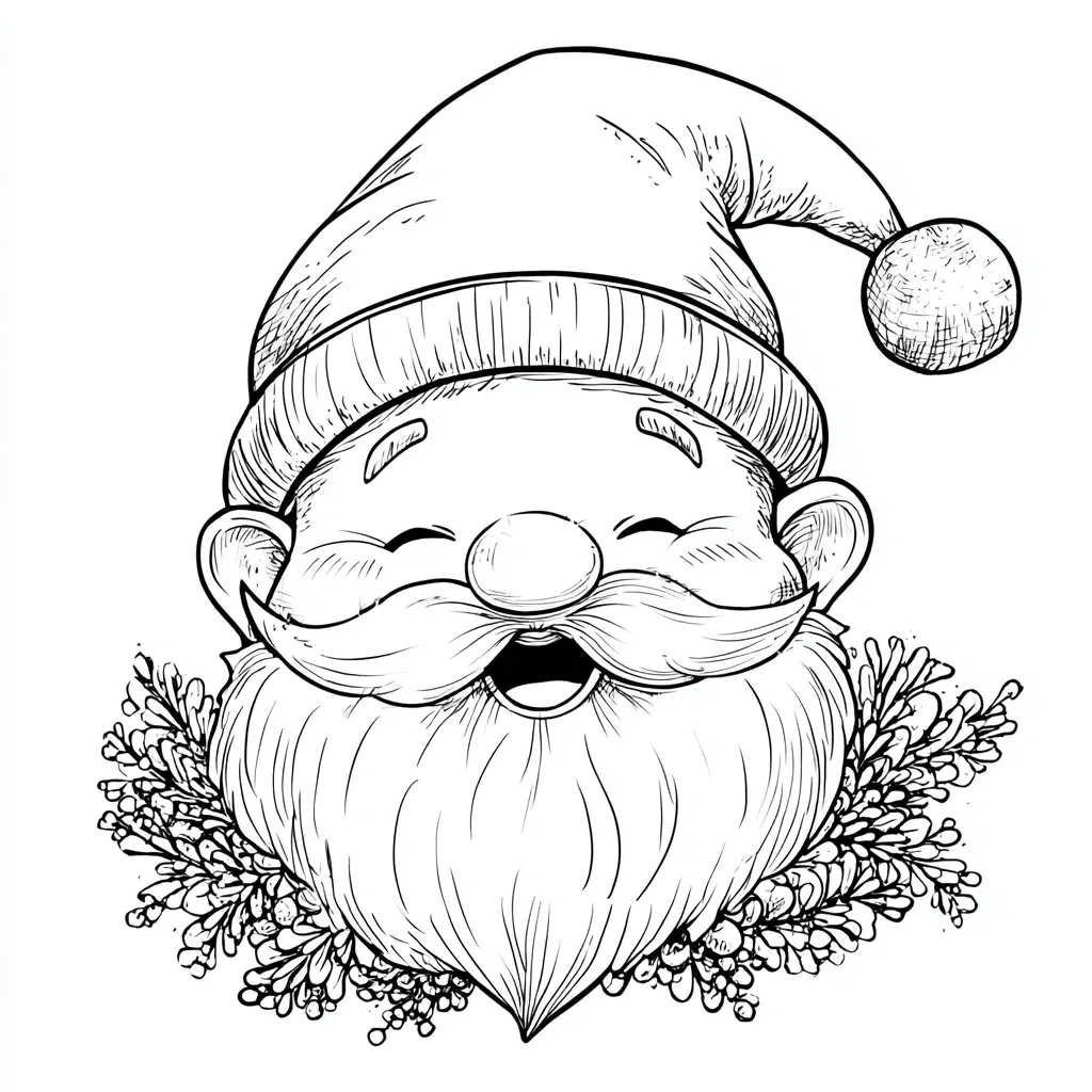 Dibujo de cara feliz de Papá Noel para colorear