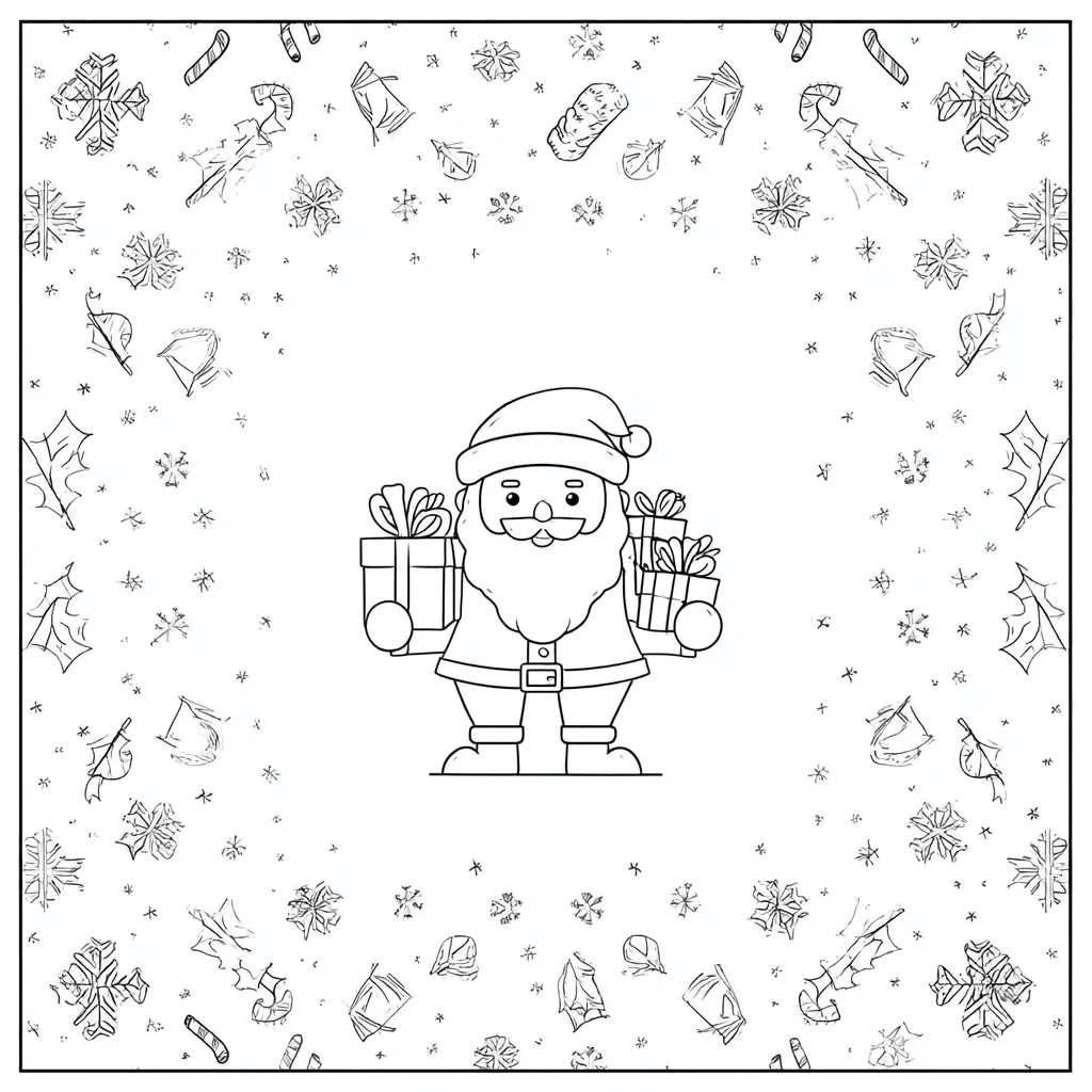 Dibujo de Papá Noel navideño para colorear