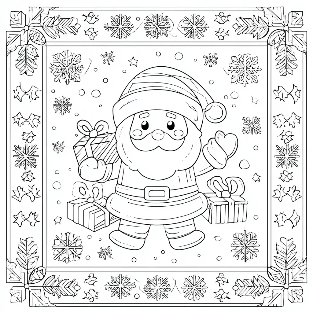 Dibujo de estampa de Papá Noel para colorear