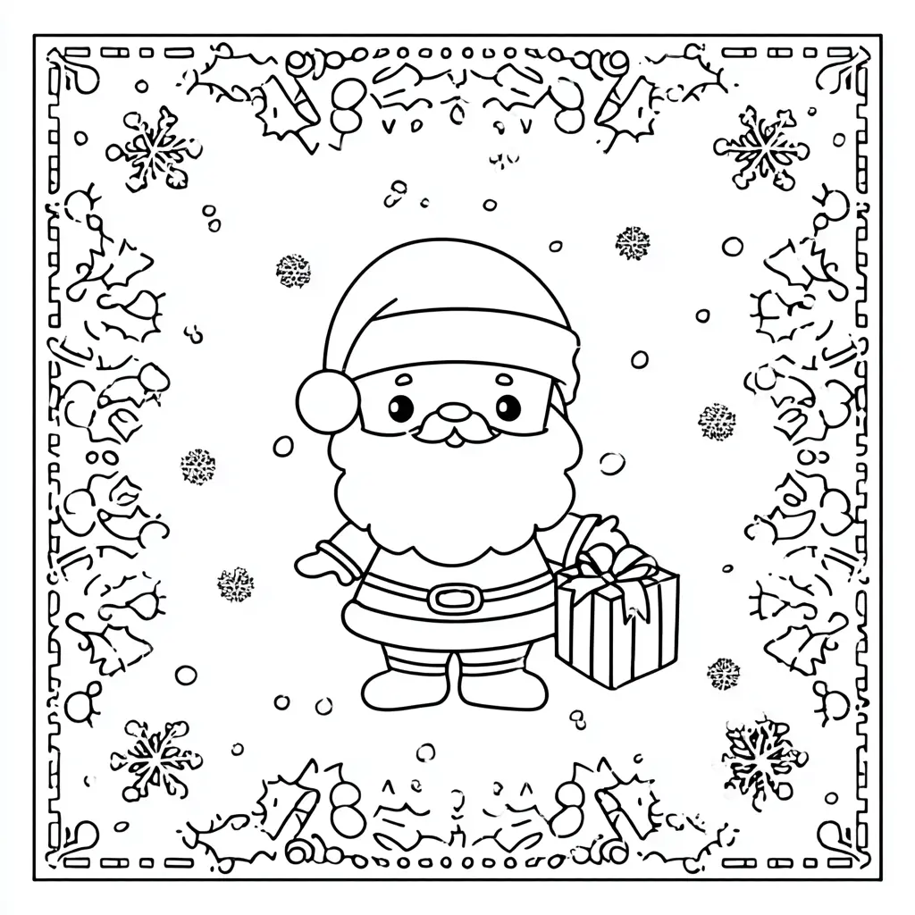 Dibujo de cartel de Papá Noel para colorear