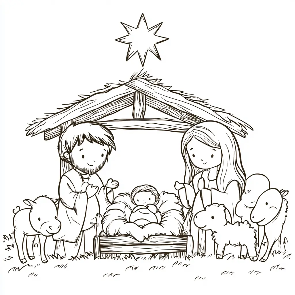 Dibujo de el nacimiento de Jesús para colorear Dibujo de el nacimiento de Jesús para colorear