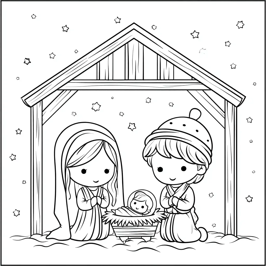 Dibujo de la noche santa en Belén para colorear Dibujo de la noche santa en Belén para colorear