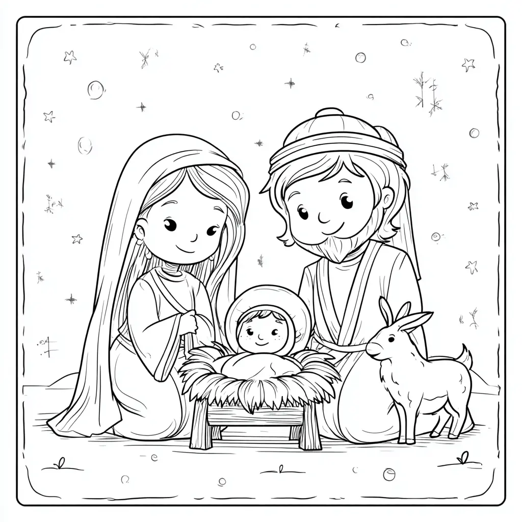 Dibujo de noche sagrada en Belén para colorear Dibujo de noche sagrada en Belén para colorear