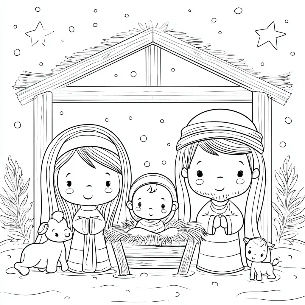 Dibujo de el niño Jesús en el portal para colorear Dibujo de el niño Jesús en el portal para colorear