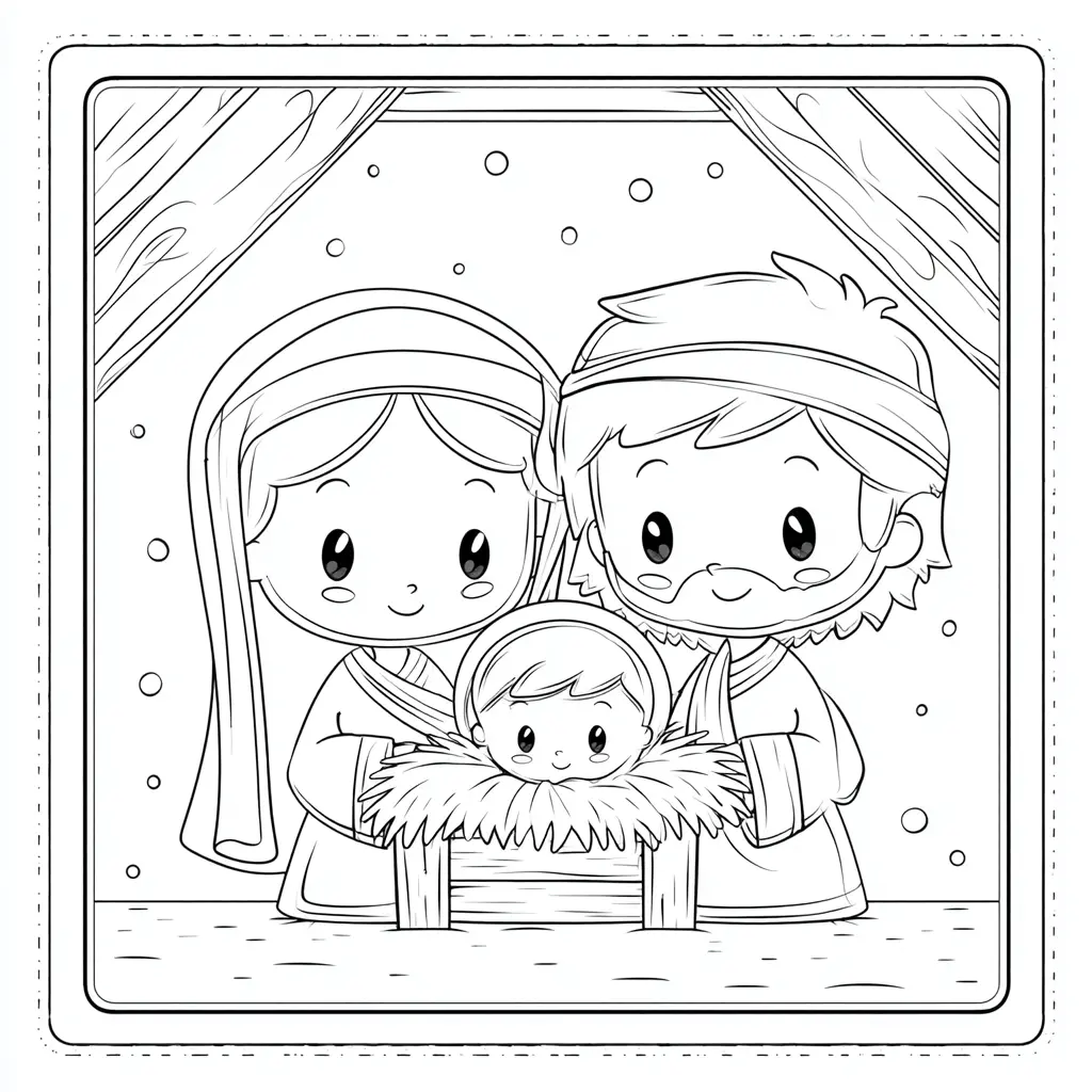 Dibujo de María, José y el niño Jesús para colorear Dibujo de María, José y el niño Jesús para colorear