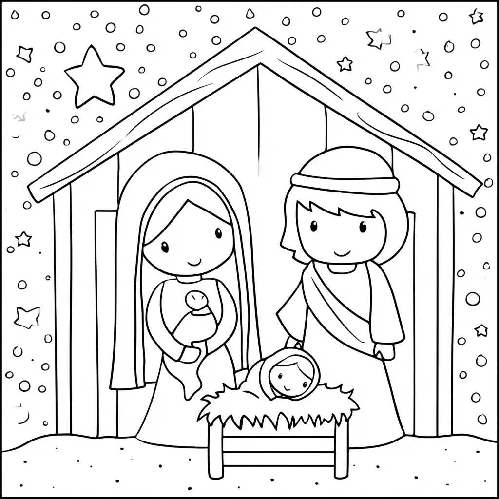 Dibujo de Belén, estrella y amor para colorear Dibujo de Belén, estrella y amor para colorear