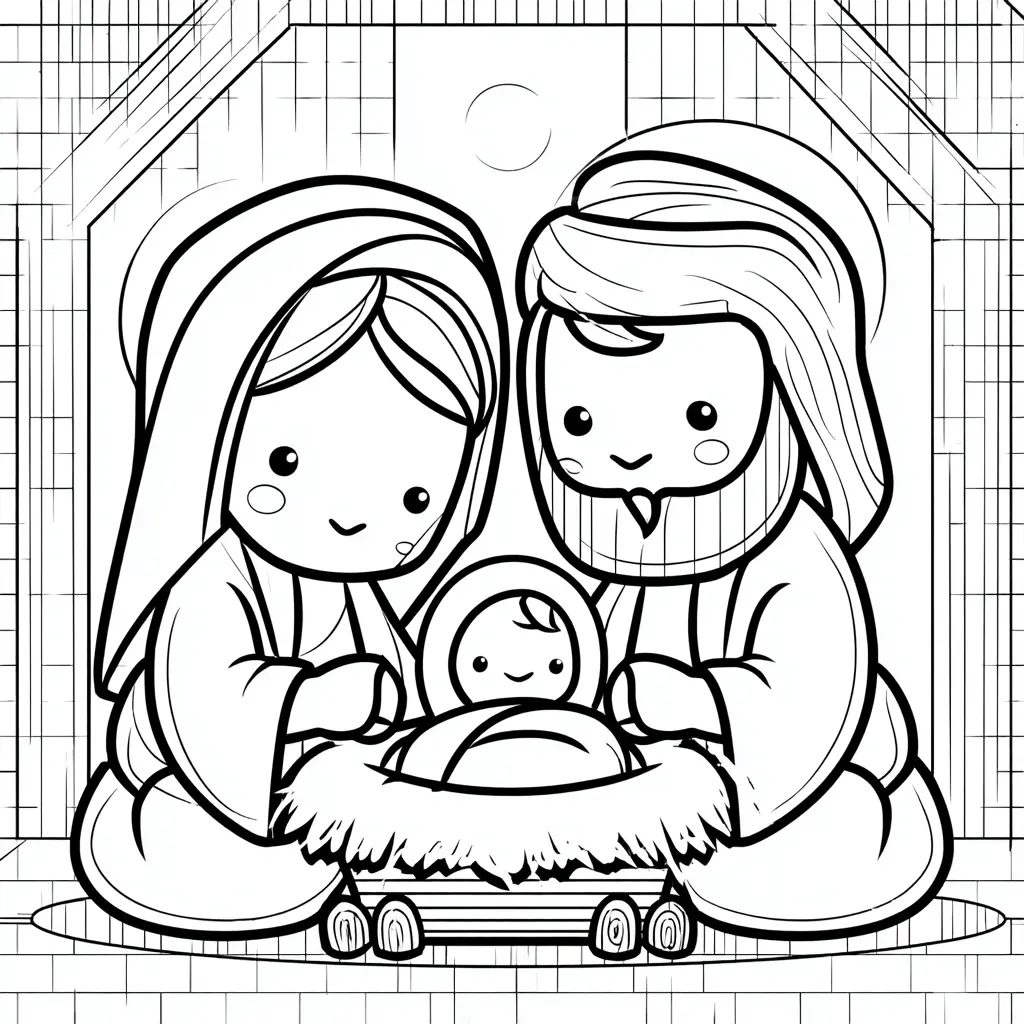 Dibujo de amor en el pesebre para colorear Dibujo de amor en el pesebre para colorear