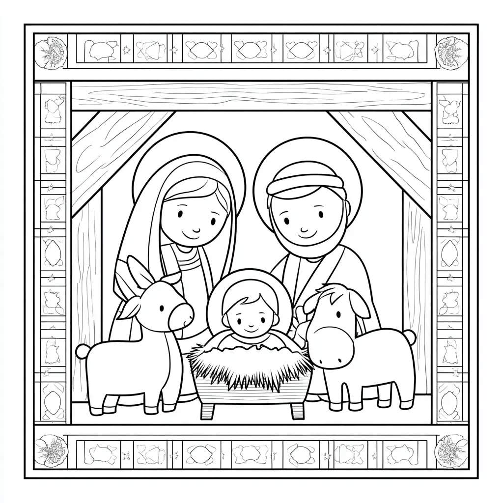 Dibujo de el Belén en Navidad para colorear Dibujo de el Belén en Navidad para colorear