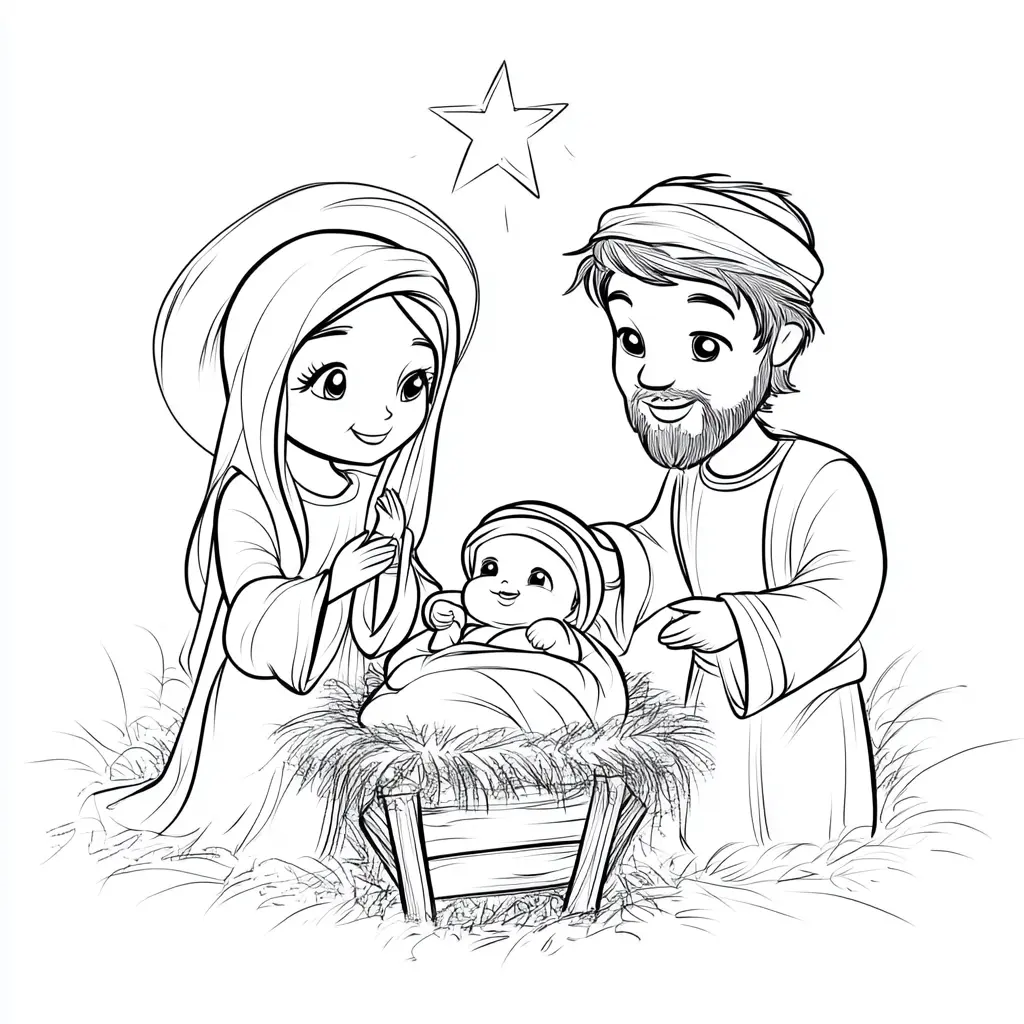 Dibujo de el pesebre sagrado para colorear Dibujo de el pesebre sagrado para colorear