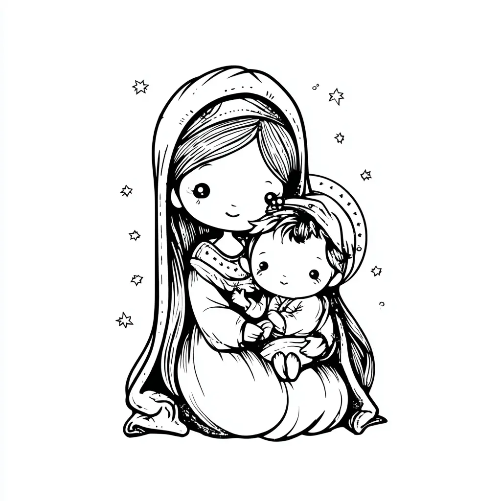 Dibujo de María, madre celestial para colorear Dibujo de María, madre celestial para colorear