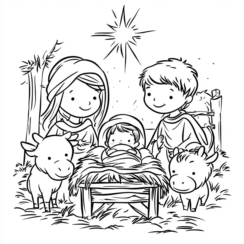 Dibujo de estrella, pesebre y amor para colorear Dibujo de estrella, pesebre y amor para colorear