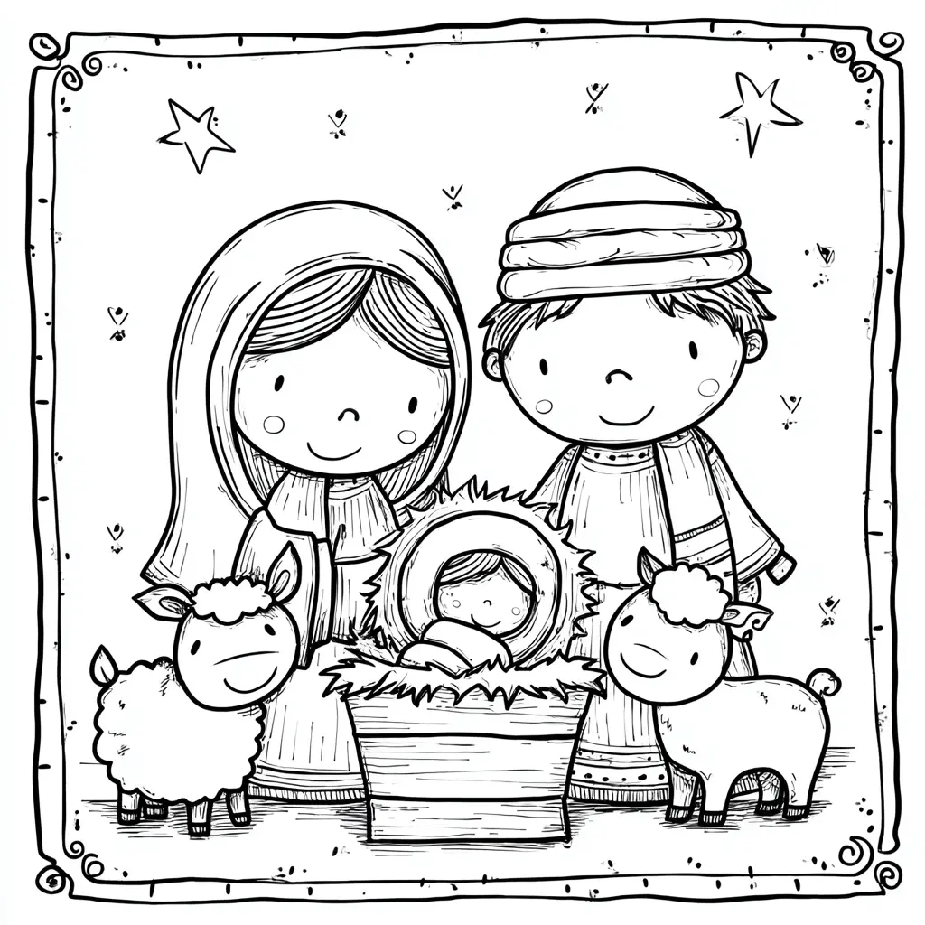 Dibujo de felicidad en Belén para colorear Dibujo de felicidad en Belén para colorear