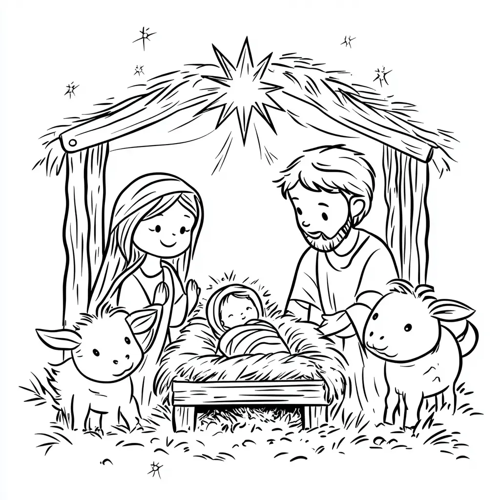 Dibujo de el portal de Belén para colorear Dibujo de el portal de Belén para colorear