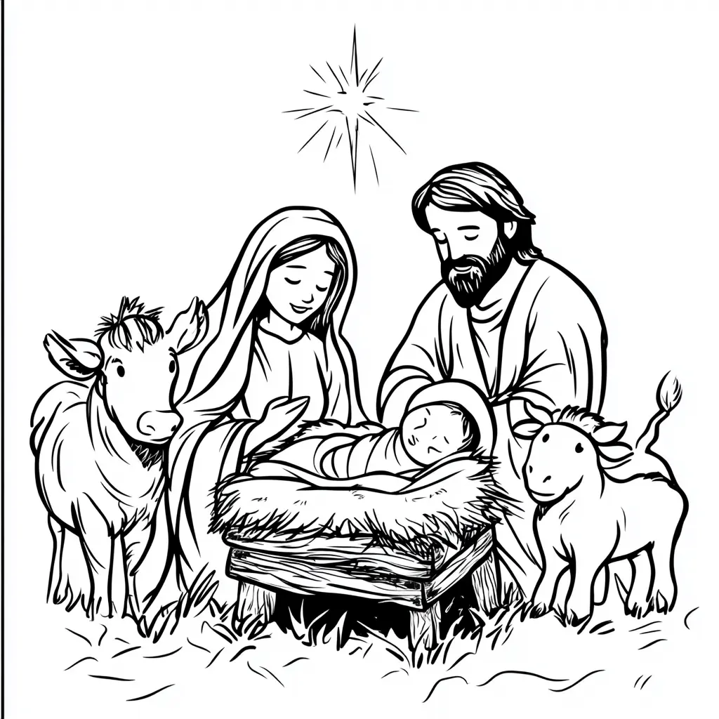 Dibujo de nacimiento del niño Jesús para colorear Dibujo de nacimiento del niño Jesús para colorear