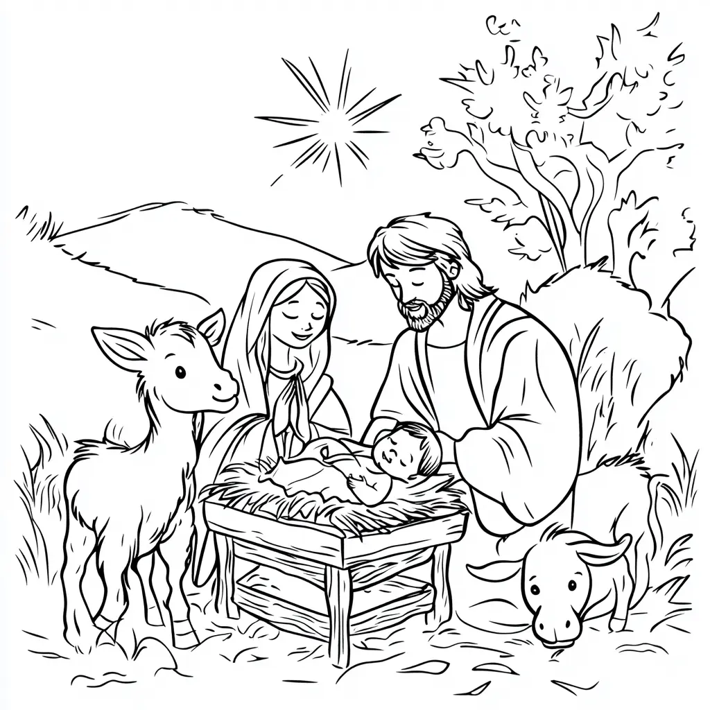 Dibujo de el pesebre en Belén para colorear Dibujo de el pesebre en Belén para colorear