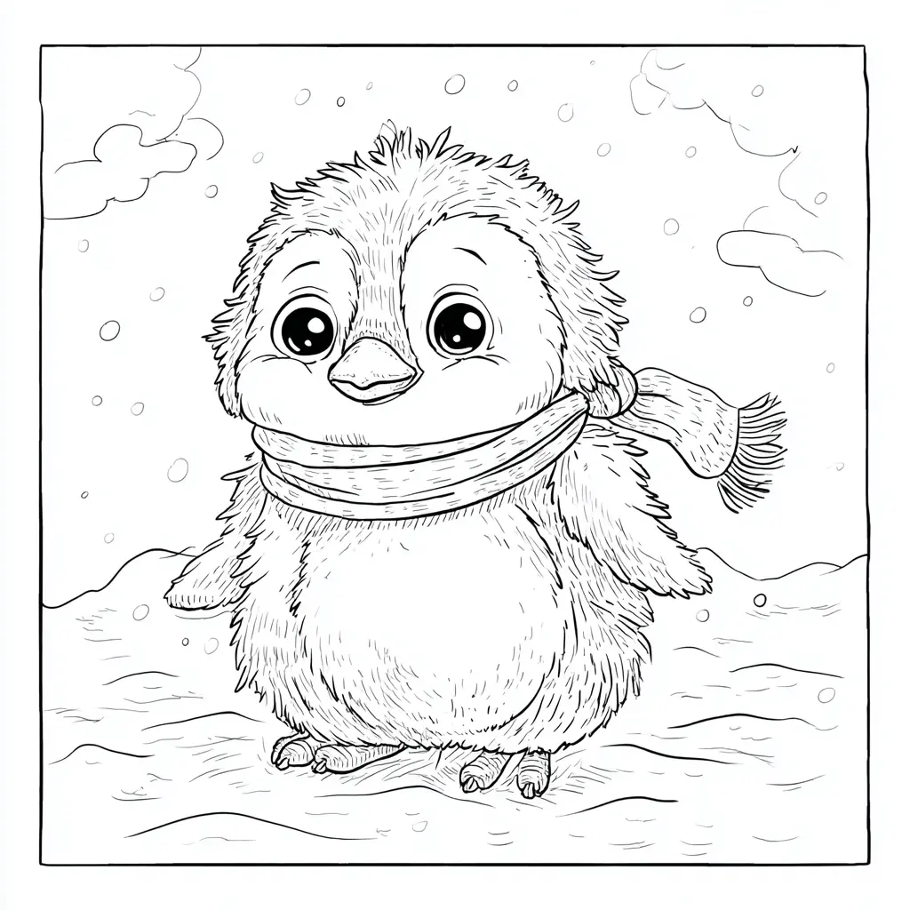 Dibujo de pingüino con bufanda para colorear Dibujo de pingüino con bufanda para colorear