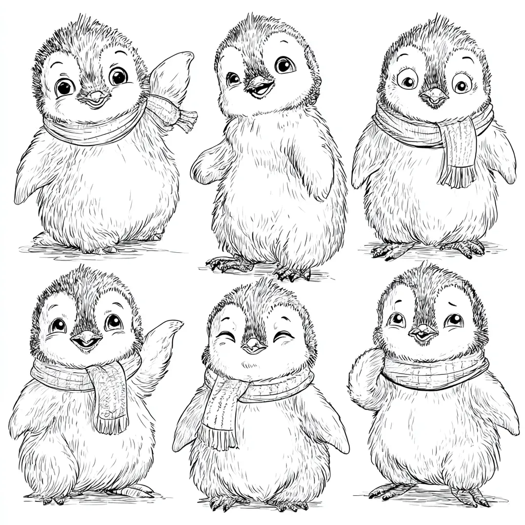 Dibujo de expresiones graciosas de pingüinos para colorear Dibujo de expresiones graciosas de pingüinos para colorear
