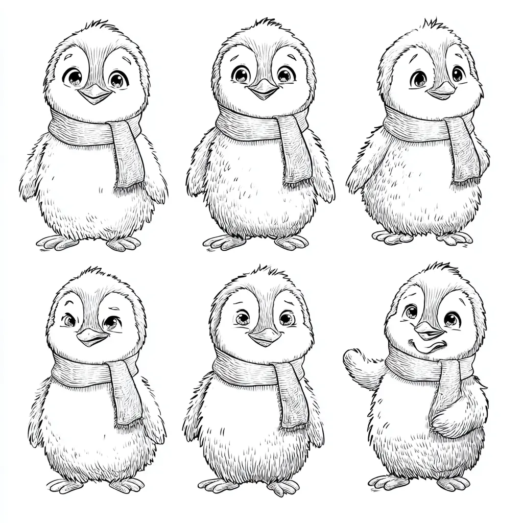 Dibujo de pingüinos abrigaditos para colorear Dibujo de pingüinos abrigaditos para colorear
