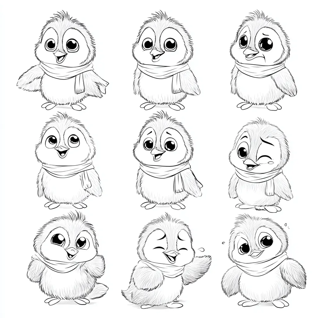 Dibujo de pingüinos y sus emociones para colorear Dibujo de pingüinos y sus emociones para colorear