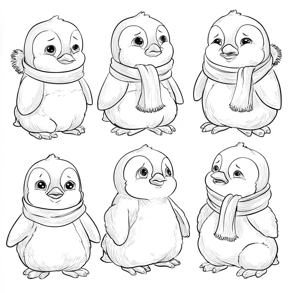 Dibujo de emociones de pingüinos para colorear Dibujo de emociones de pingüinos para colorear