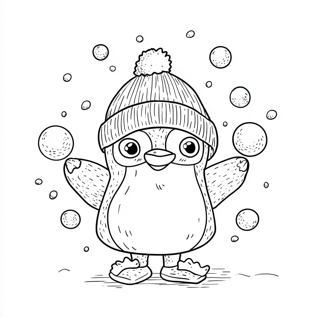 Dibujo de pingüino malabarista para colorear Dibujo de pingüino malabarista para colorear