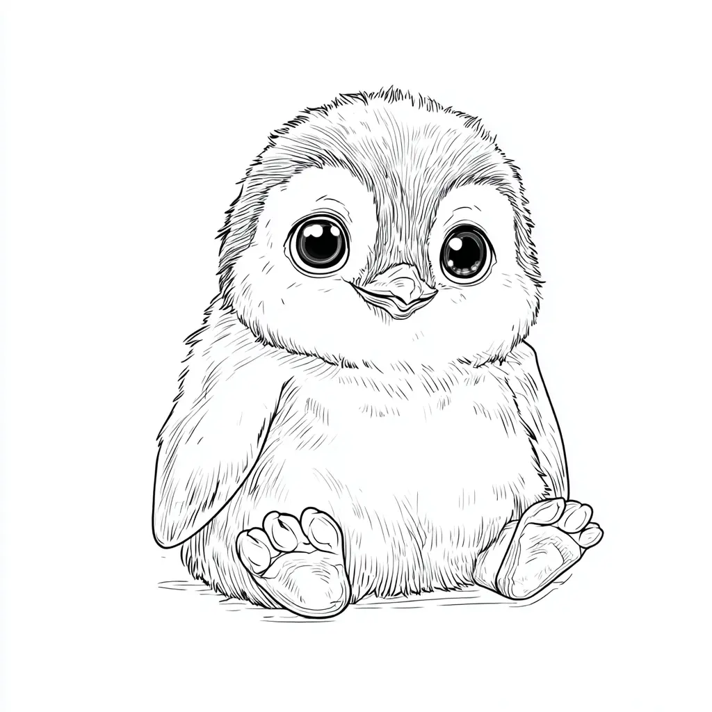 Dibujo de pingüino suave y peludo para colorear Dibujo de pingüino suave y peludo para colorear