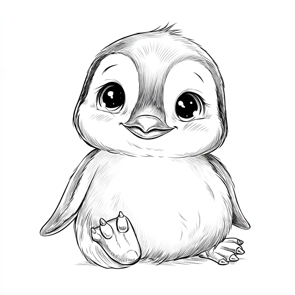 Dibujo de pingüinito tierno para colorear Dibujo de pingüinito tierno para colorear