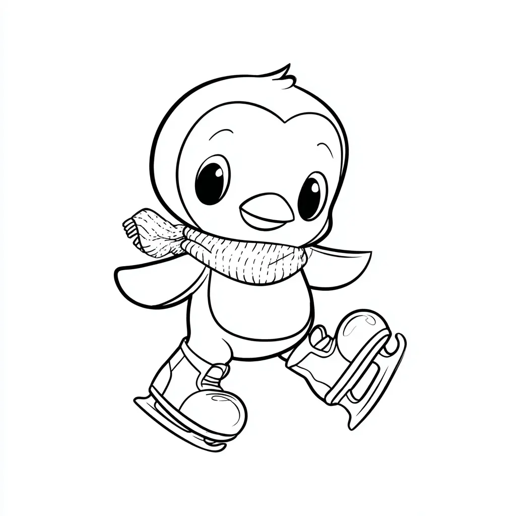 Dibujo de pingüino patinador para colorear Dibujo de pingüino patinador para colorear