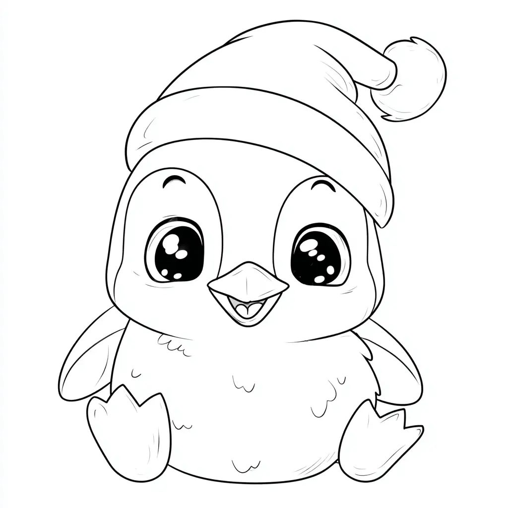 Dibujo de bebé pingüino navideño para colorear Dibujo de bebé pingüino navideño para colorear