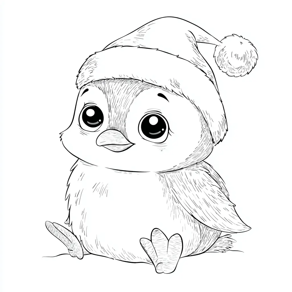 Dibujo de pingüinito navideño para colorear Dibujo de pingüinito navideño para colorear