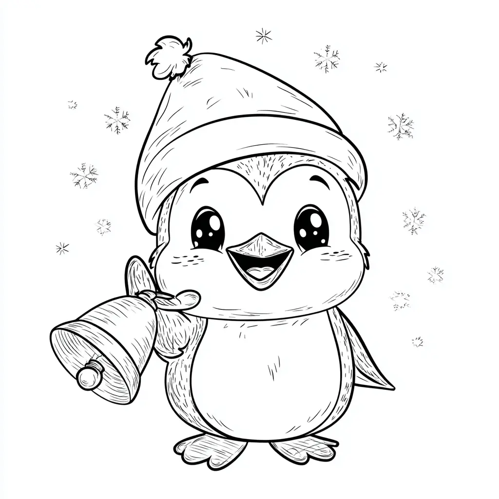 Dibujo de pingüino anunciando la Navidad para colorear Dibujo de pingüino anunciando la Navidad para colorear