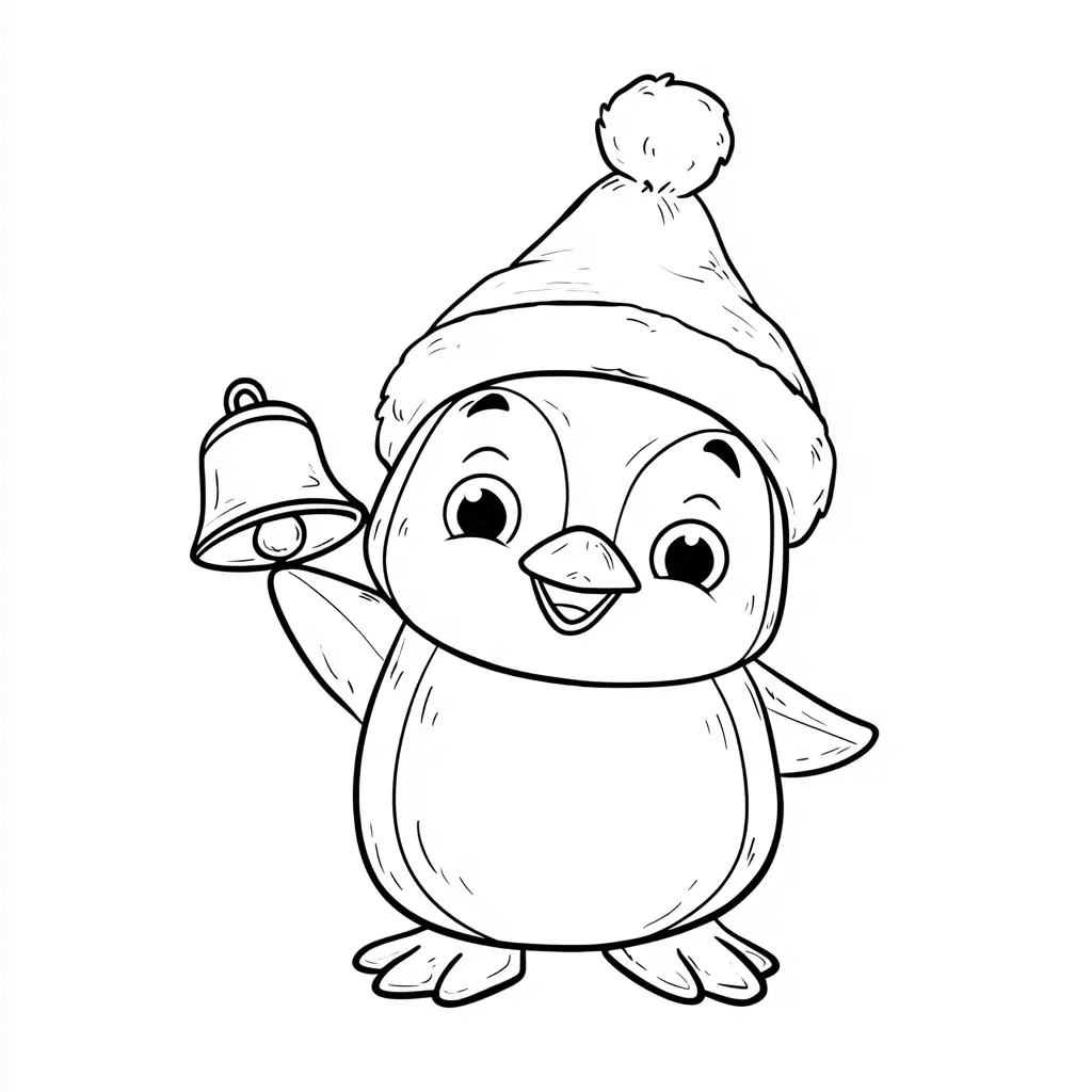 Dibujo de el pingüino mensajero de Navidad para colorear Dibujo de el pingüino mensajero de Navidad para colorear