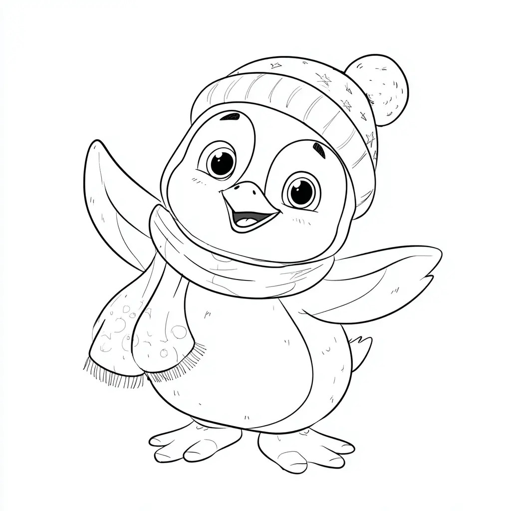 Dibujo de pingüino con alas abiertas para colorear Dibujo de pingüino con alas abiertas para colorear