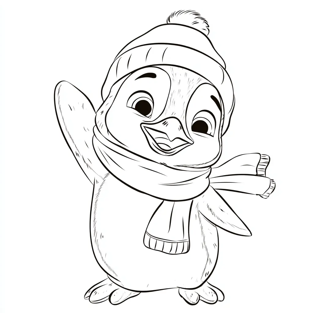 Dibujo de pingüino amigable para colorear Dibujo de pingüino amigable para colorear
