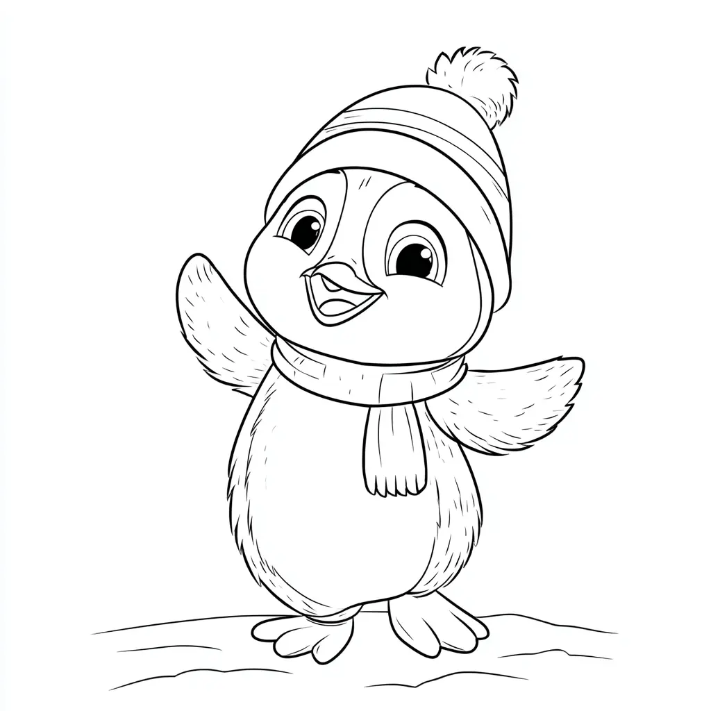 Dibujo de pingüino de Navidad para colorear Dibujo de pingüino de Navidad para colorear