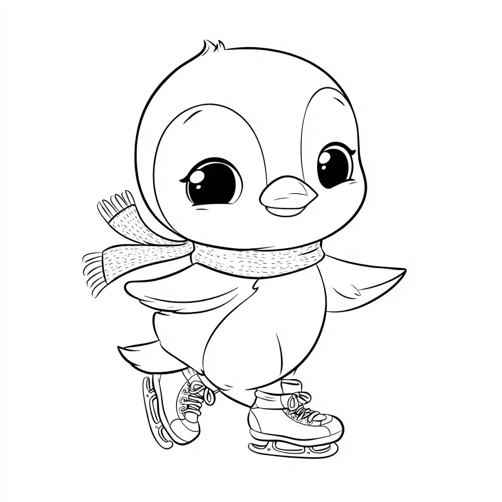 Dibujo de pingüino en la pista nevada para colorear Dibujo de pingüino en la pista nevada para colorear