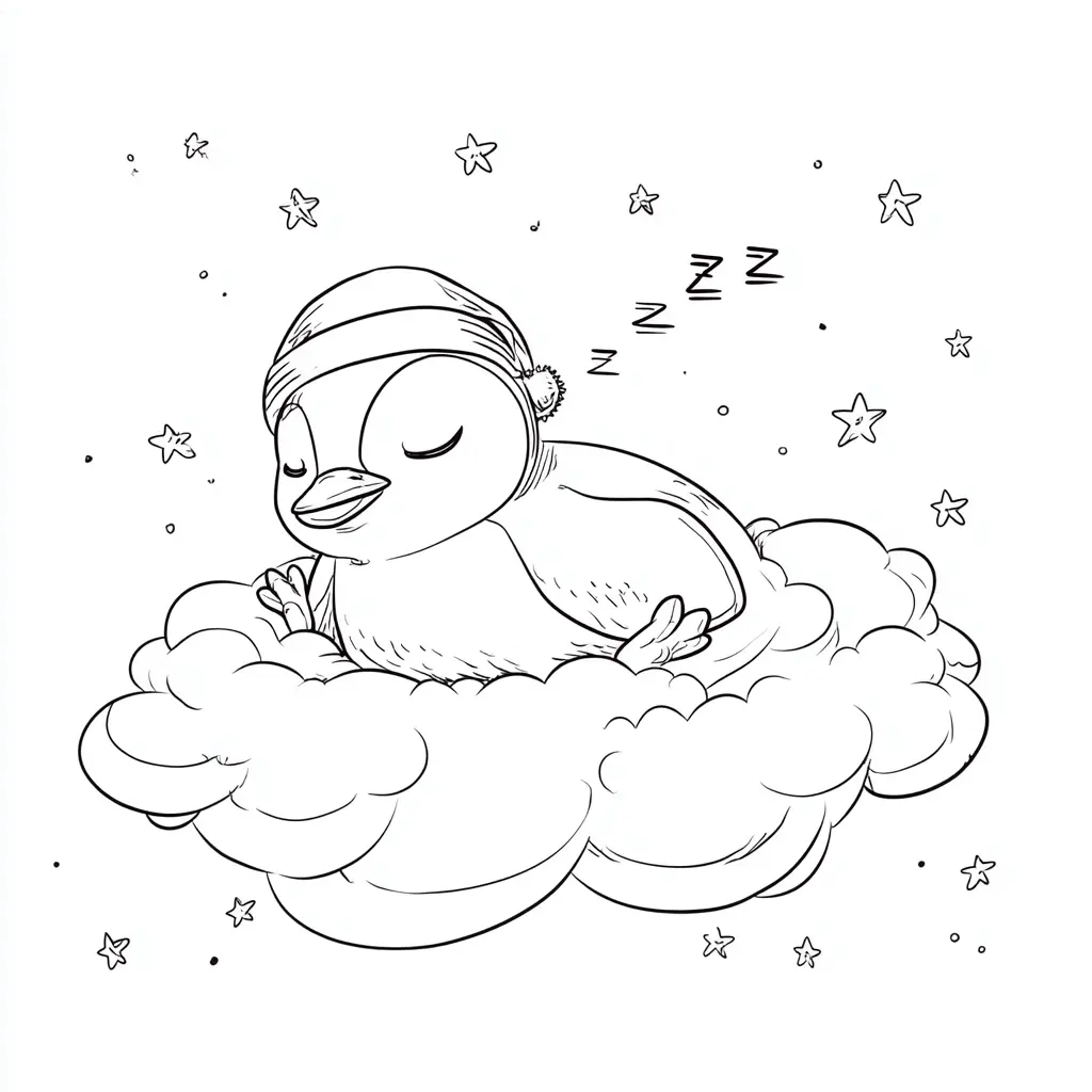 Dibujo de el pingüino navideño dormido para colorear Dibujo de el pingüino navideño dormido para colorear
