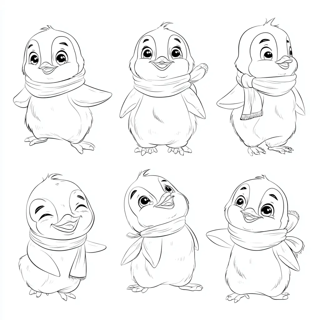 Dibujo de pingüinos con bufandas para colorear Dibujo de pingüinos con bufandas para colorear
