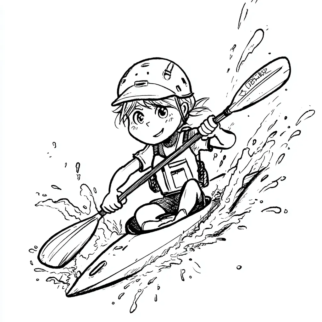 Dibujo de aventura en los rápidos para colorear Dibujo de aventura en los rápidos para colorear